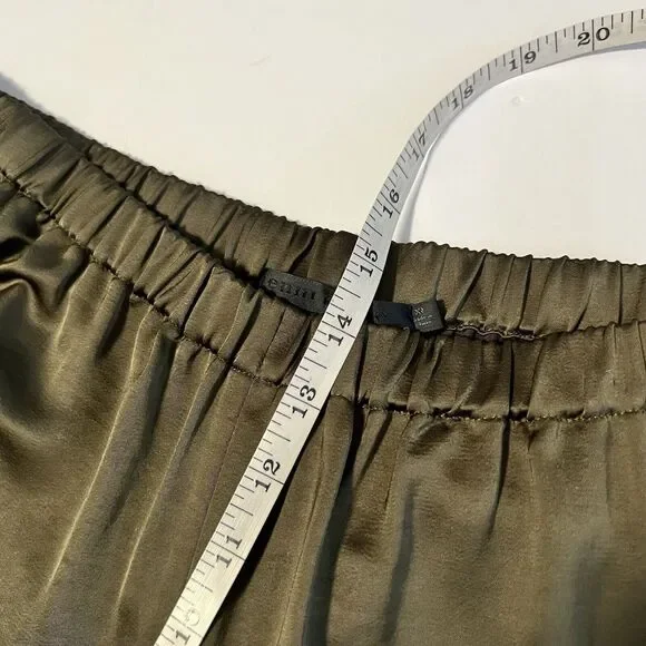 Jenni Kayne Sz XL Denim Pant Wide Leg Satin Silky Pants Green